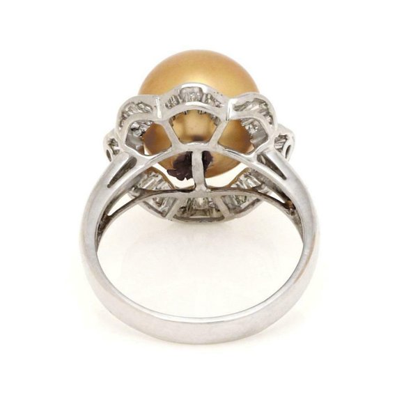 Estate 1.50ct Diamond South Sea Pearl 14k GoldRing - Picture 3 of 4